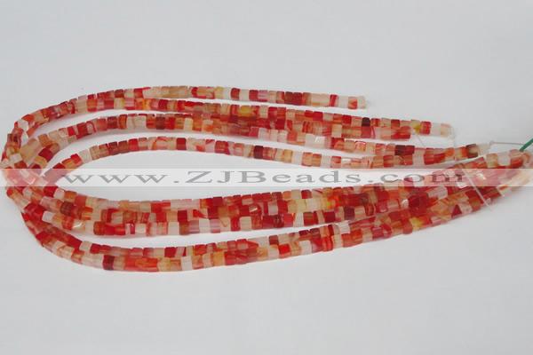 CCU32 15.5 inches 5*5mm cube red agate beads wholesale