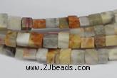 CCU33 15.5 inches 5*5mm cube bamboo leaf agate beads wholesale