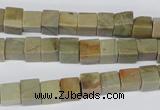 CCU47 15.5 inches 6*6mm cube silver leaf jasper beads wholesale