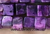 CCU484 15.5 inches 6*6mm cube purple crazy lace agate beads