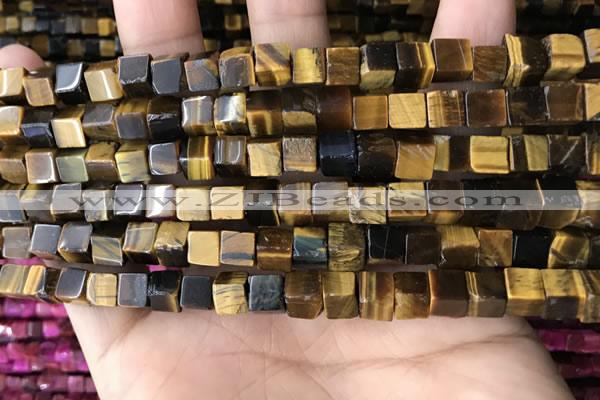 CCU489 15.5 inches 6*6mm cube yellow tiger eye beads wholesale