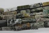 CCU521 15.5 inches 4*13mm cuboid moss agate beads wholesale