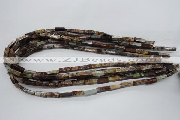 CCU522 15.5 inches 4*13mm cuboid green magic agate beads wholesale