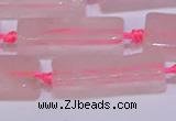 CCU603 15.5 inches 8*20mm - 10*30mm cuboid rose quartz beads
