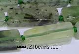 CCU606 15.5 inches 8*20mm - 10*30mm cuboid green rutilated quartz beads