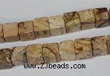 CCU65 15.5 inches 8*8mm cube picture jasper beads wholesale