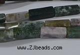 CCU713 15.5 inches 4*13mm cuboid moss agate beads wholesale