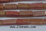 CCU717 15.5 inches 4*13mm cuboid pink wooden jasper beads wholesale