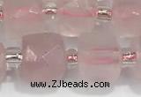 CCU753 15 inches 8*8mm faceted cube rose quartz beads