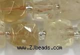 CCU755 15 inches 8*8mm faceted cube citrine beads