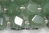 CCU759 15 inches 8*8mm faceted cube green aventurine beads