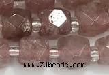 CCU760 15 inches 8*8mm faceted cube strawberry quartz beads
