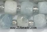 CCU761 15 inches 8*8mm faceted cube aquamarine beads