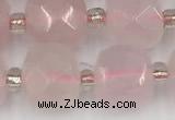 CCU773 15 inches 10*10mm faceted cube rose quartz beads