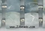 CCU780 15 inches 10*10mm faceted cube aquamarine beads