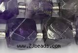 CCU783 15 inches 10*10mm faceted cube amethyst beads