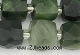 CCU785 15 inches 10*10mm faceted cube Canadian jade beads