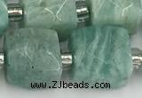 CCU787 15 inches 10*10mm faceted cube amazonite beads