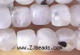 CCU801 15 inches 4mm faceted cube white moonstone beads