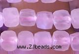 CCU806 15 inches 4mm faceted cube rose quartz beads