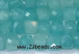CCU835 15 inches 4mm faceted cube amazonite beads