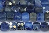 CCU846 15 inches 4mm faceted cube kyanite beads