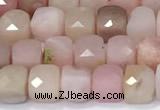 CCU848 15 inches 4mm faceted cube pink opal beads