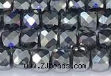 CCU850 15 inches 4mm faceted cube terahertz beads