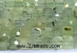 CCU877 15 inches 4mm faceted cube prehnite beads