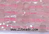 CCU887 15 inches 4mm faceted cube rose quartz beads