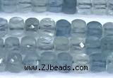 CCU901 15 inches 5mm - 6mm faceted cube aquamarine beads