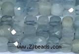 CCU902 15 inches 5mm - 6mm faceted cube aquamarine beads