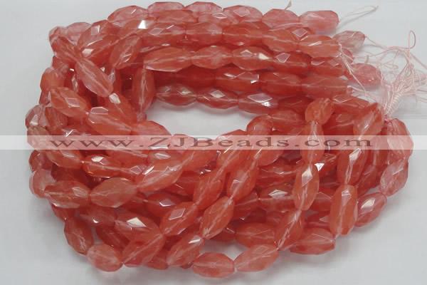 CCY01 15.5 inches 12*22mm faceted rice cherry quartz beads wholesale
