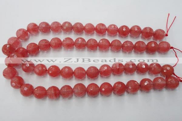 CCY115 15.5 inches 14mm faceted round cherry quartz beads wholesale