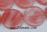 CCY154 15.5 inches 25mm flat round cherry quartz beads wholesale