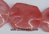 CCY167 15.5 inches 30*40mm wavy rectangle cherry quartz beads