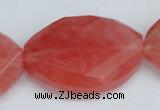 CCY168 15.5 inches 25*35mm twisted & faceted oval cherry quartz beads