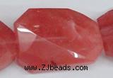 CCY169 15.5 inches 30*40mm twisted & faceted rectangle cherry quartz beads