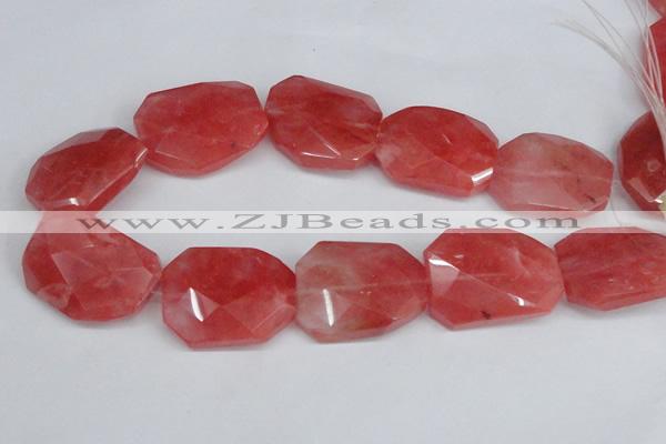 CCY169 15.5 inches 30*40mm twisted & faceted rectangle cherry quartz beads