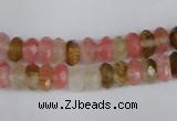 CCY204 15.5 inches 5*8mm faceted rondelle volcano cherry quartz beads