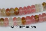 CCY205 15.5 inches 6*10mm faceted rondelle volcano cherry quartz beads