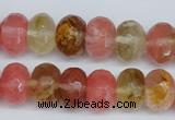 CCY207 15.5 inches 10*14mm faceted rondelle volcano cherry quartz beads