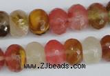 CCY208 15.5 inches 12*16mm faceted rondelle volcano cherry quartz beads