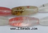 CCY212 15.5 inches 10*30mm rice volcano cherry quartz beads