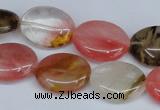 CCY217 15.5 inches 13*18mm oval volcano cherry quartz beads