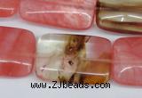 CCY222 15.5 inches 20*30mm rectangle volcano cherry quartz beads