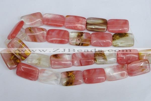 CCY222 15.5 inches 20*30mm rectangle volcano cherry quartz beads