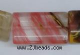 CCY224 15.5 inches 24*40mm flat tube volcano cherry quartz beads