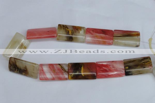 CCY224 15.5 inches 24*40mm flat tube volcano cherry quartz beads