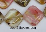 CCY225 15.5 inches 20*20mm diamond volcano cherry quartz beads
